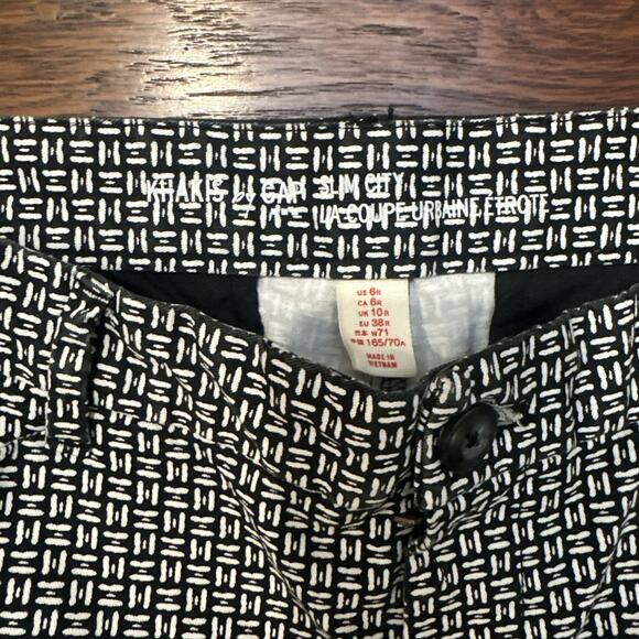 Khakis By Gap Womens Pants 6R Slim City Black With Geometric Print LA Coupe - Picture 4 of 10